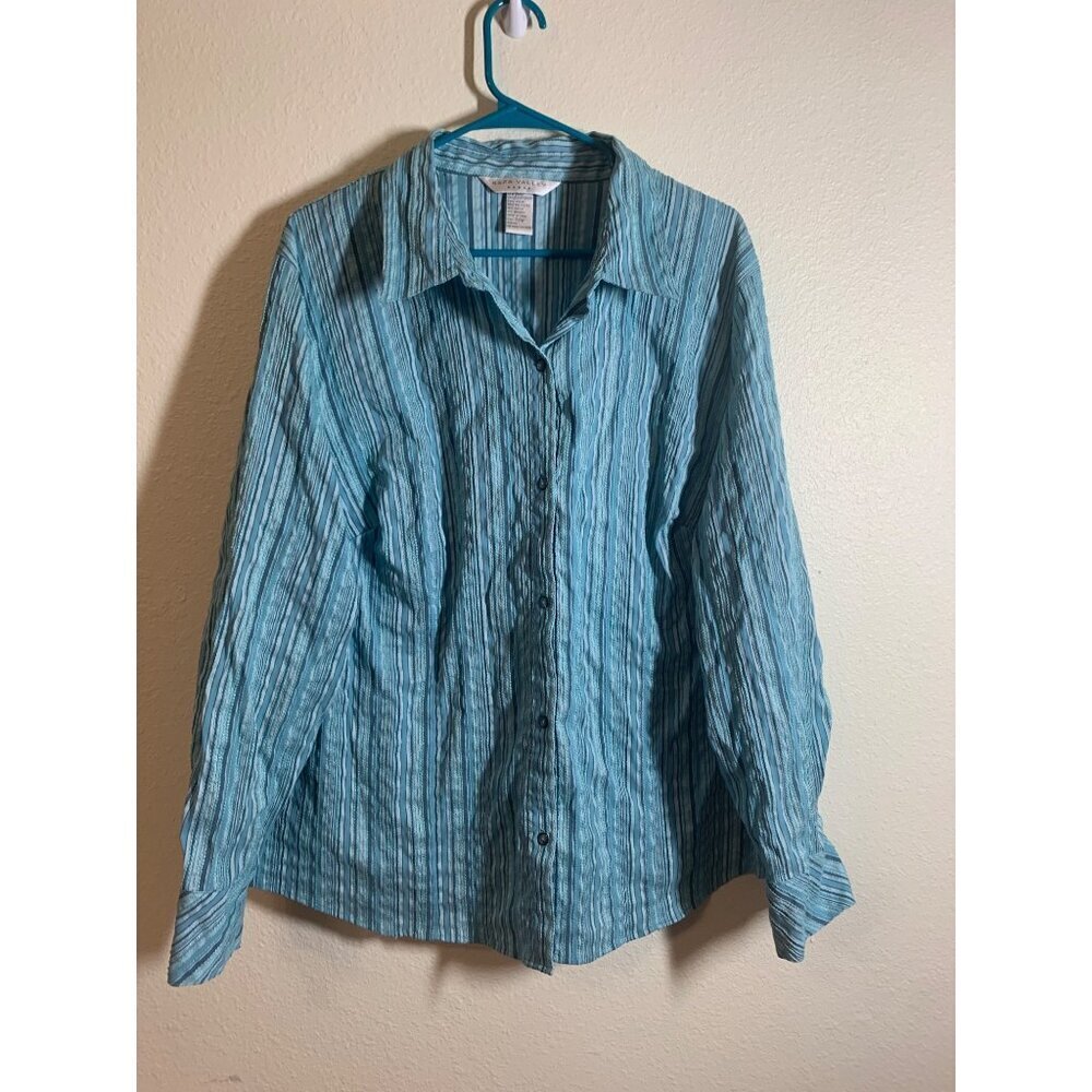 Napa Valley Woman Textured Button Up Top Size 22W Business Casual LS2